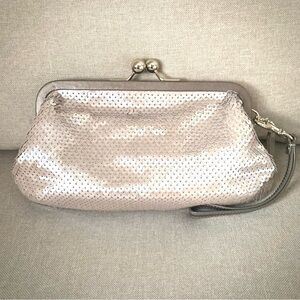 Coach Audrey Sequin Wristlet Clutch Kiss Lock Champagne Evening Bag Limited Ed.